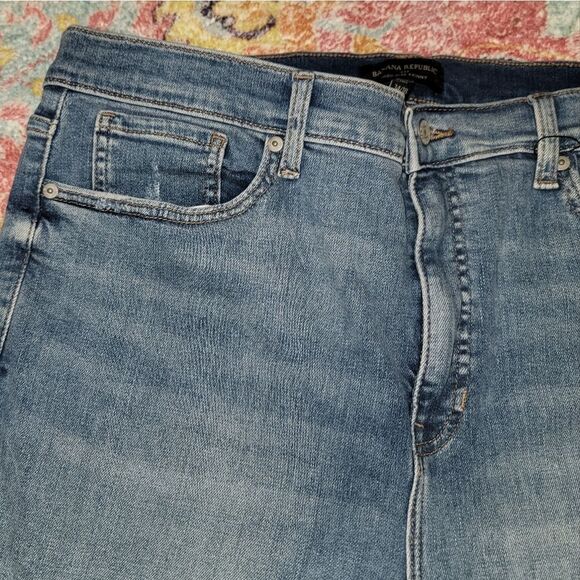 Banana Republic High Rise Skinny Distress Washwell Denim Jeans 34 Tall / 18 Nwt - Picture 5 of 8